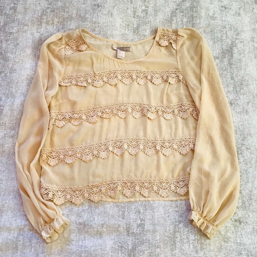 Forever21 cream color sheer blouse